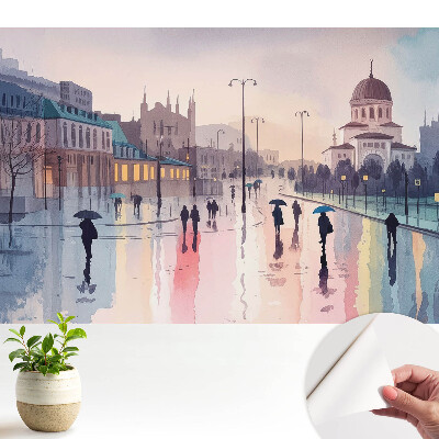 Fototapeta na wymiar do sypialni Miejska ulica po deszczu