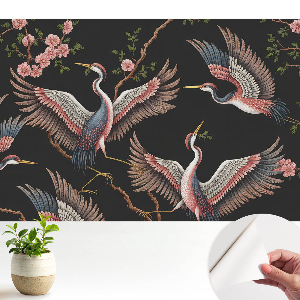 Tapeta fotograficzna samoprzylepna Ptaki i kwiaty na tle natury