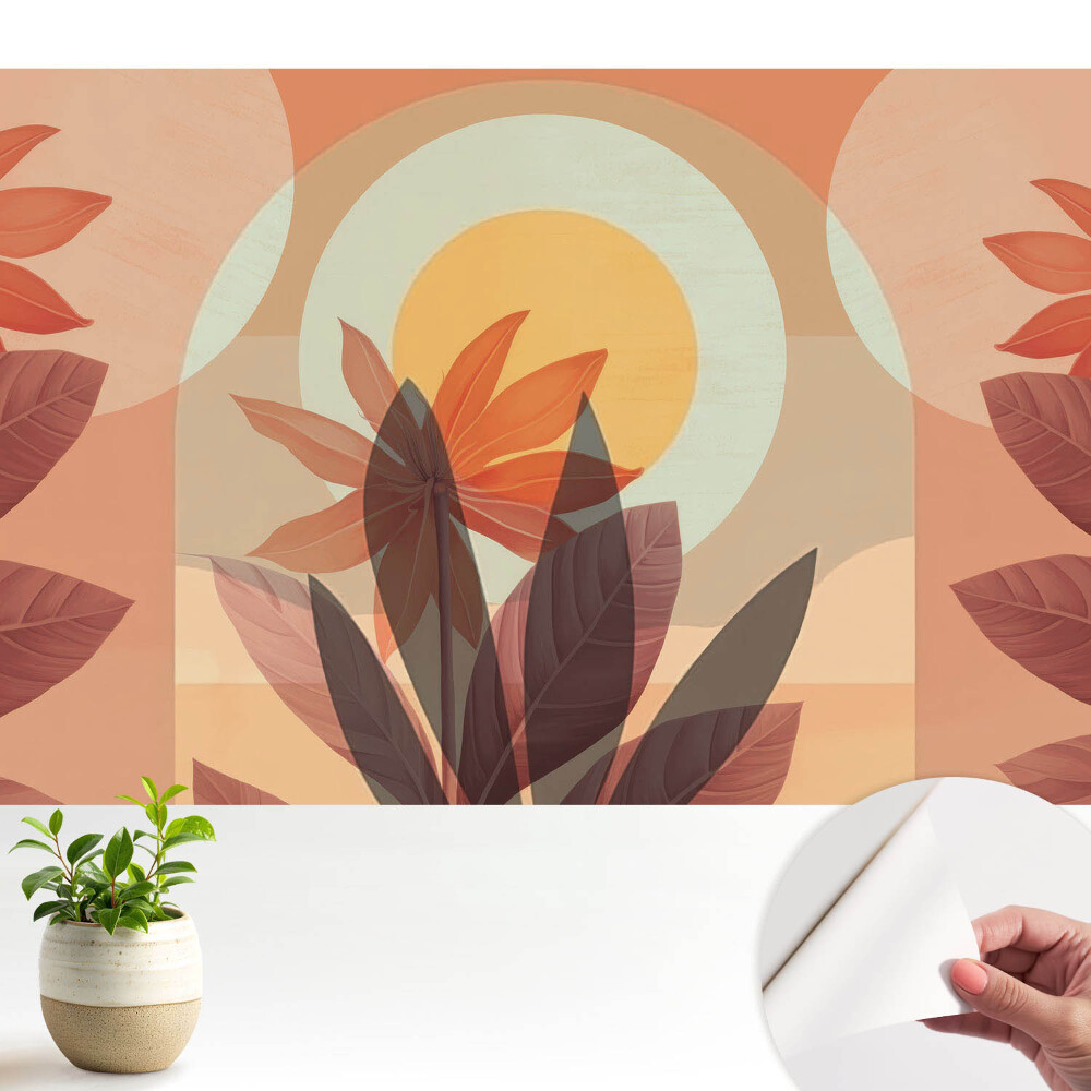 Fototapeta samoprzylepna do salonu Florystyczna abstrakcja symetria ciepło