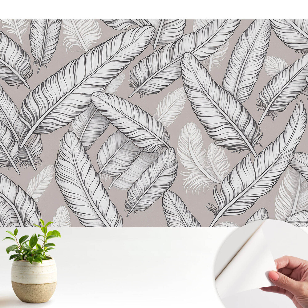 Fototapeta samoprzylepna do salonu Delikatne pióra symetryczny wzór klasyczna elegancja