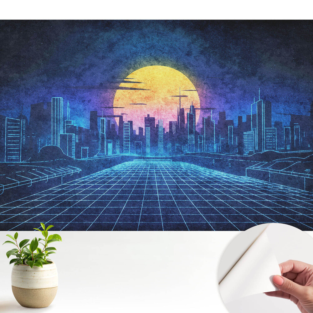Fototapeta z nadrukiem samoprzylepna Zachód słońca w futurystycznym mieście