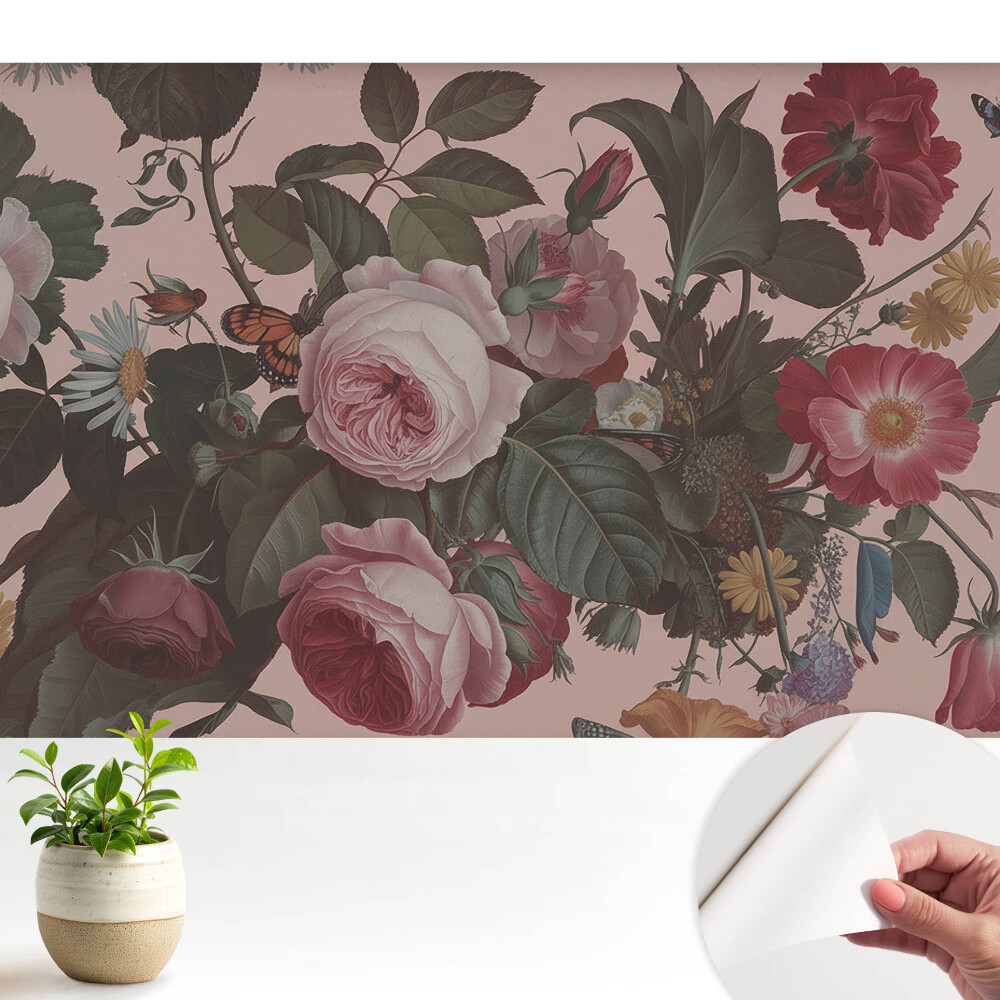 Tapeta fotograficzna samoprzylepna Kwiaty i motyle harmonia natury