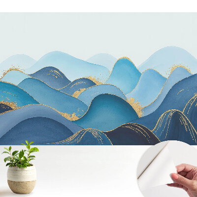 Fototapeta do salonu Niebieskie fale z żółtym akcentem