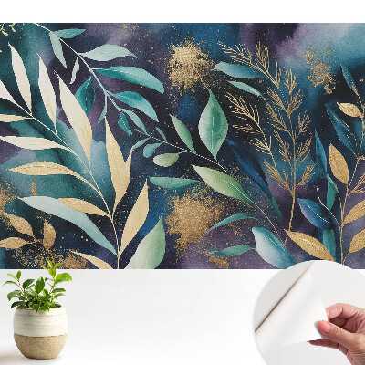 Tapeta fotograficzna samoprzylepna Botaniczne liście na ciemnym tle