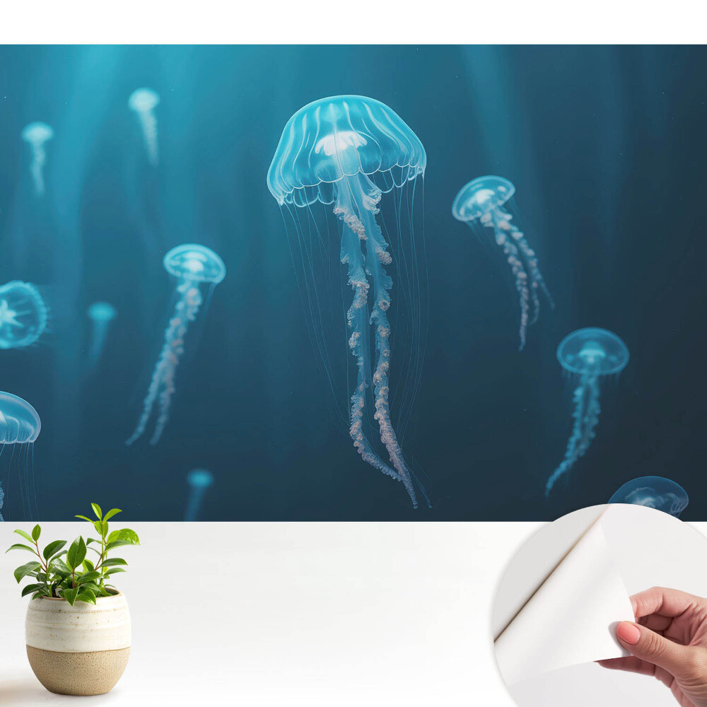 Fototapeta do salonu Niebieskie meduzy głębia oceanu