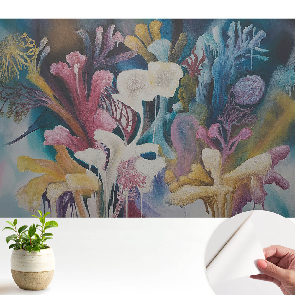 Fototapeta z nadrukiem samoprzylepna Abstrakcyjne kwiaty kolorowy pejzaż