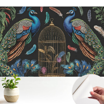 Tapeta fotograficzna samoprzylepna Pawie i klatka vintage