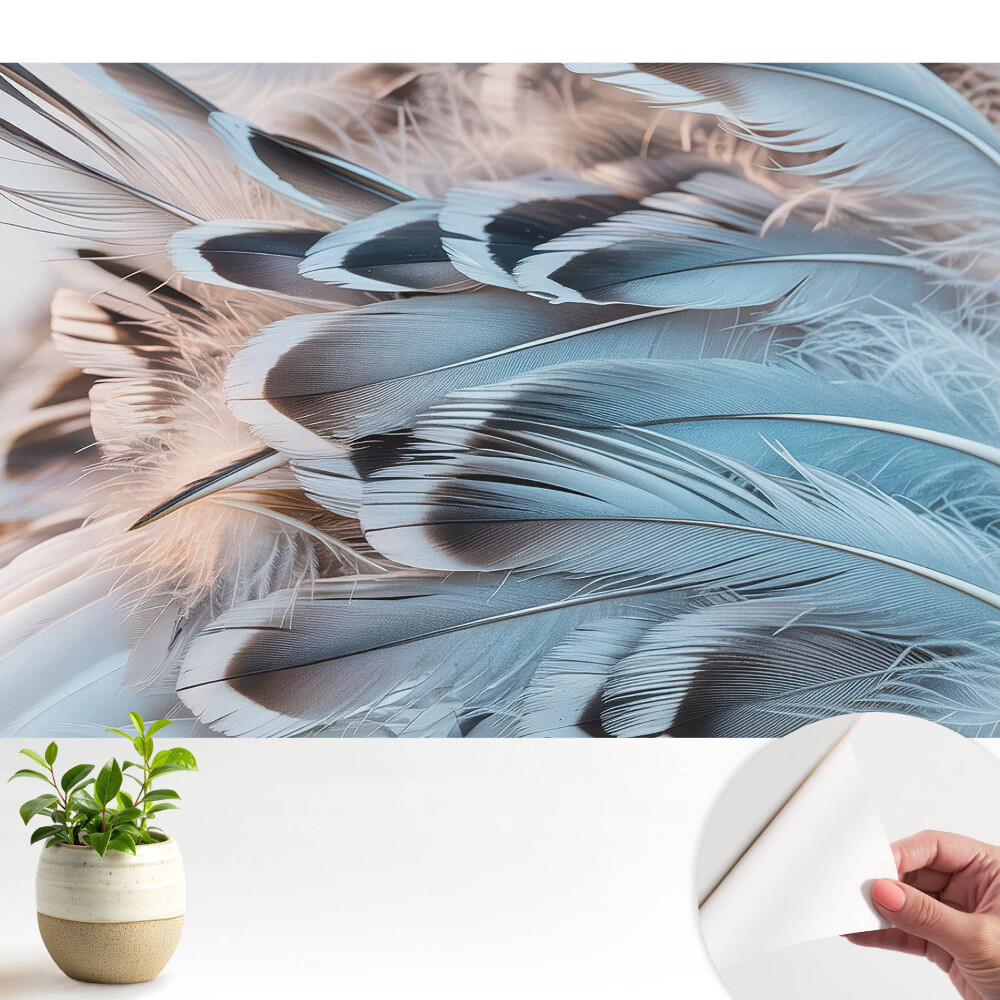 Tapeta fotograficzna samoprzylepna Pióra błękitne wzory harmonijne