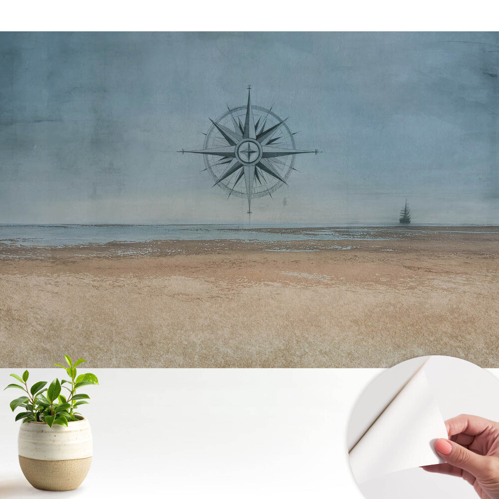 Fototapeta samoprzylepna do salonu Kompas na tle morza