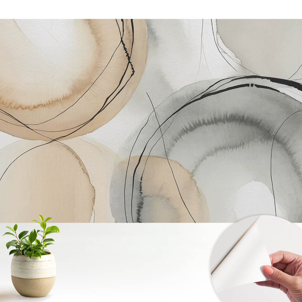 Fototapeta do salonu Abstrakcyjne koła w beżu i szarości