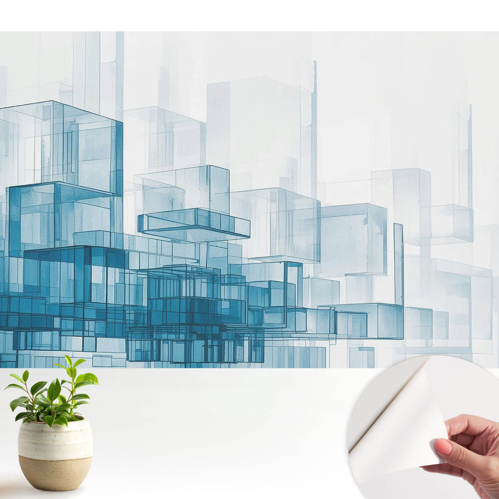 Fototapeta z nadrukiem samoprzylepna Przestrzenne niebieskie sześciany nowoczesność