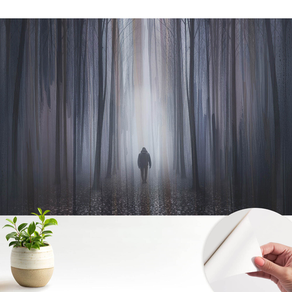 Tapeta fotograficzna samoprzylepna Samotna postać w tajemniczym lesie