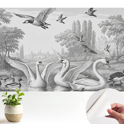 Tapeta fotograficzna samoprzylepna Romantyczny pejzaż z łabędziami