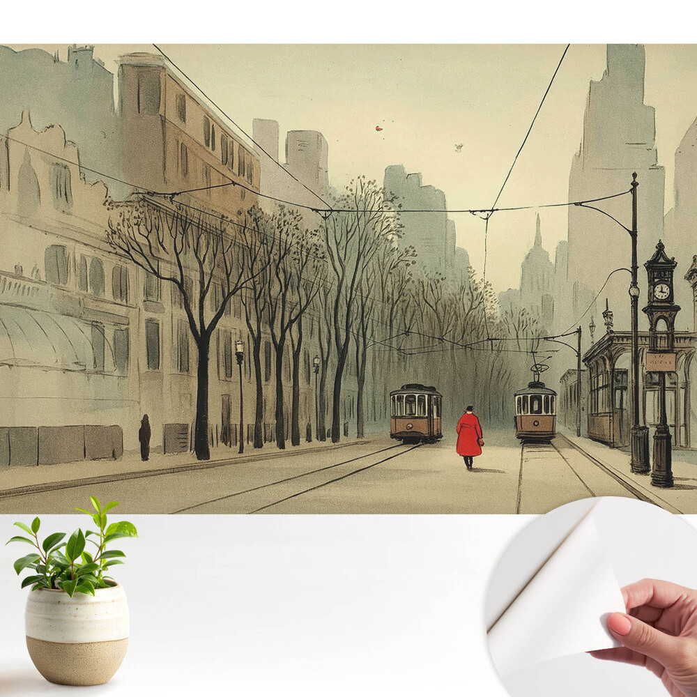 Fototapeta do salonu Miasto jesienny poranek klasyczna symetria