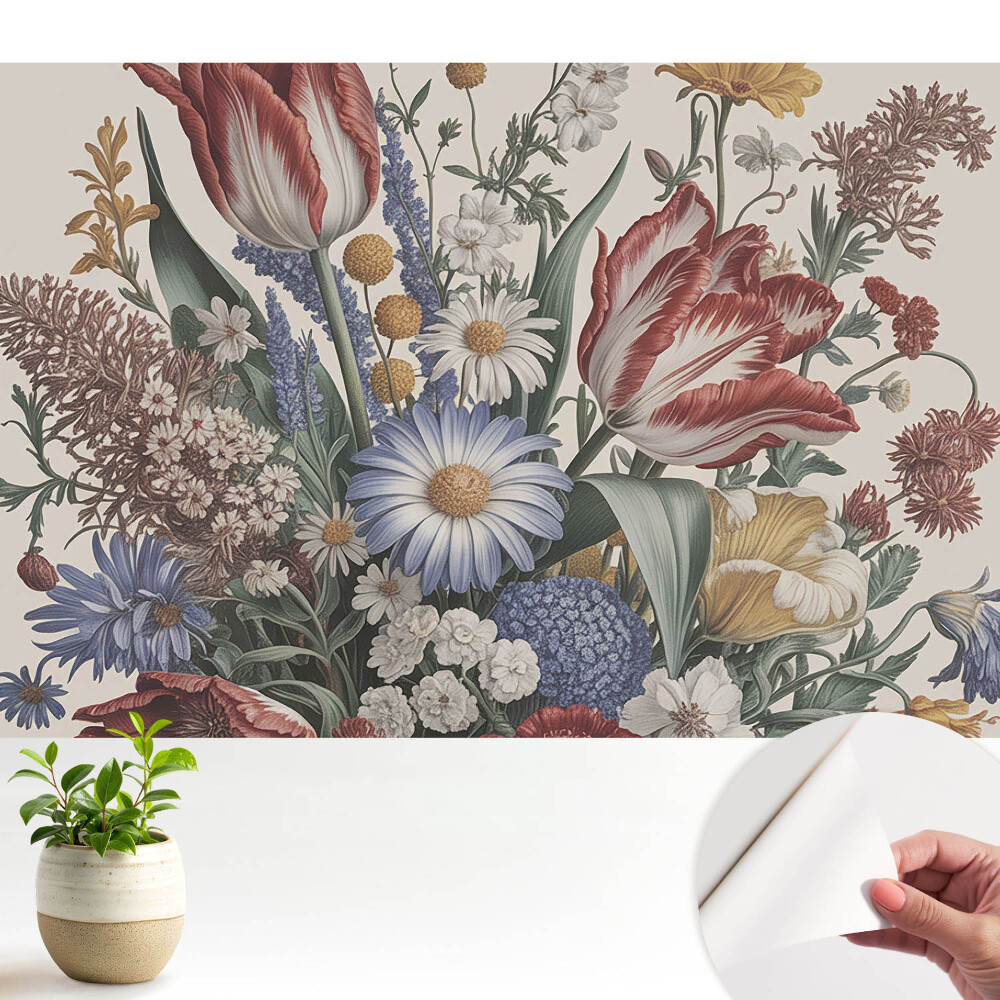 Fototapeta na wymiar do sypialni Kolorowa kompozycja kwiatów w stylu klasycznym