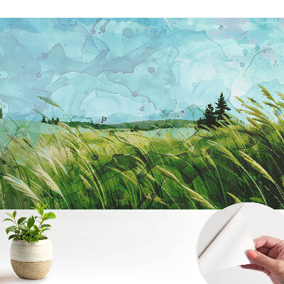 Tapeta fotograficzna samoprzylepna Rustykalna łąka w akwareli