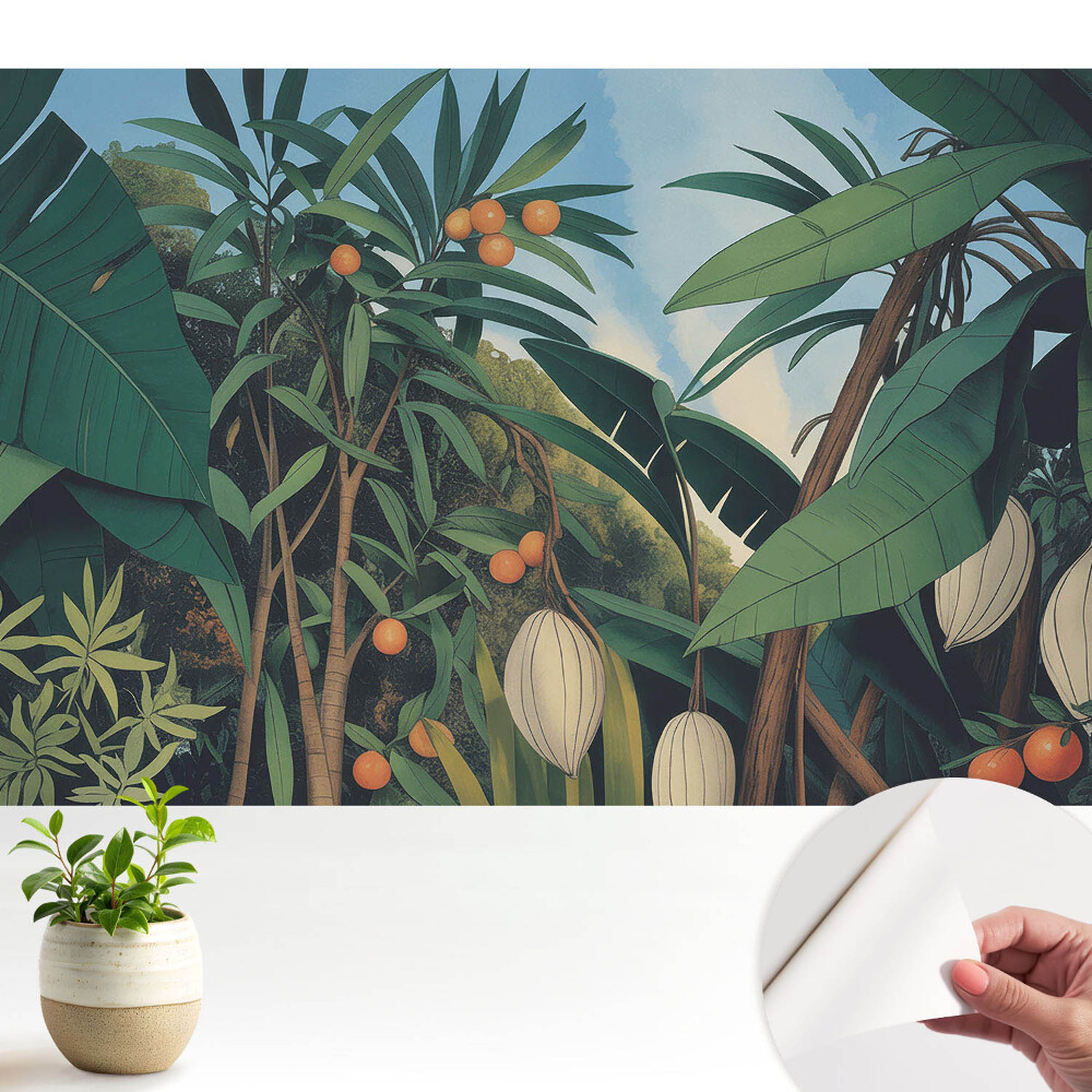 Fototapeta na wymiar do sypialni Egzotyczne liście i owoce w tropikach