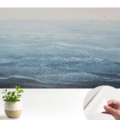 Tapeta fotograficzna samoprzylepna Niebieskie fale i ptaki