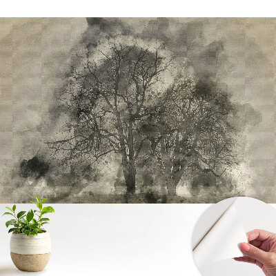 Fototapeta do salonu Zamglone drzewa klimatyczne akwarele