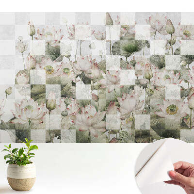 Tapeta fotograficzna samoprzylepna Kwiaty lotosu i geometryczne wzory