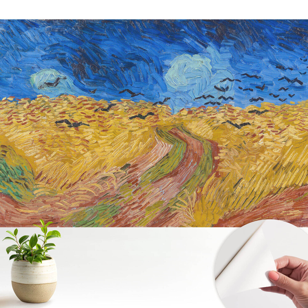 Fototapeta z nadrukiem samoprzylepna Żywe kolory falujące zboże ptaki