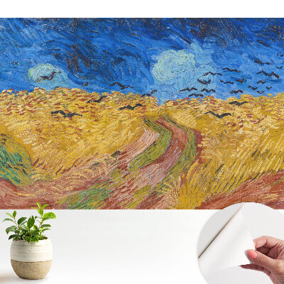 Fototapeta z nadrukiem samoprzylepna Żywe kolory falujące zboże ptaki