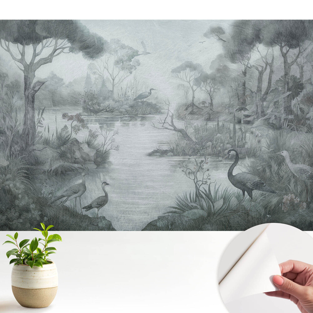 Tapeta fotograficzna samoprzylepna Tajemniczy leśny krajobraz przy jeziorze