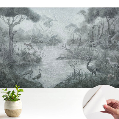 Tapeta fotograficzna samoprzylepna Tajemniczy leśny krajobraz przy jeziorze