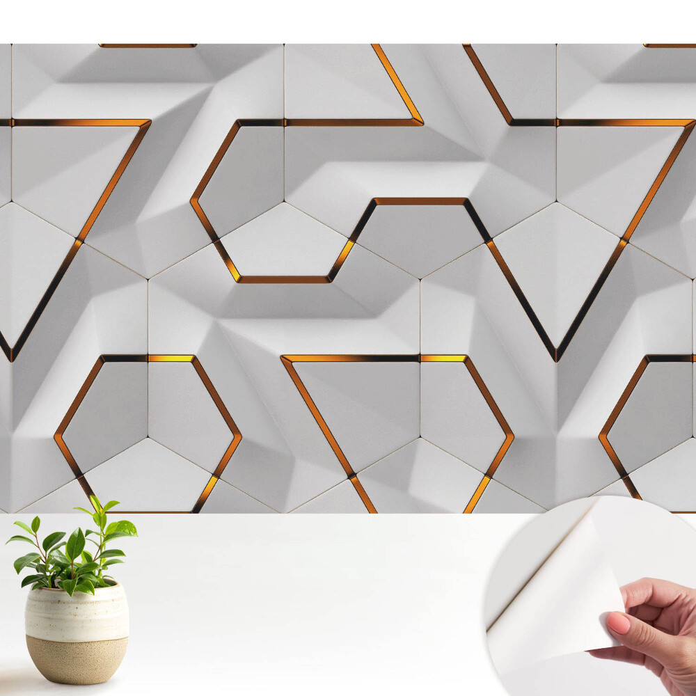 Fototapeta z nadrukiem samoprzylepna Geometryczne sześciokąty z żółtymi akcentami