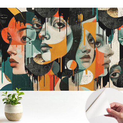 Fototapeta na wymiar do sypialni Abstrakcyjne twarze intensywne kolory