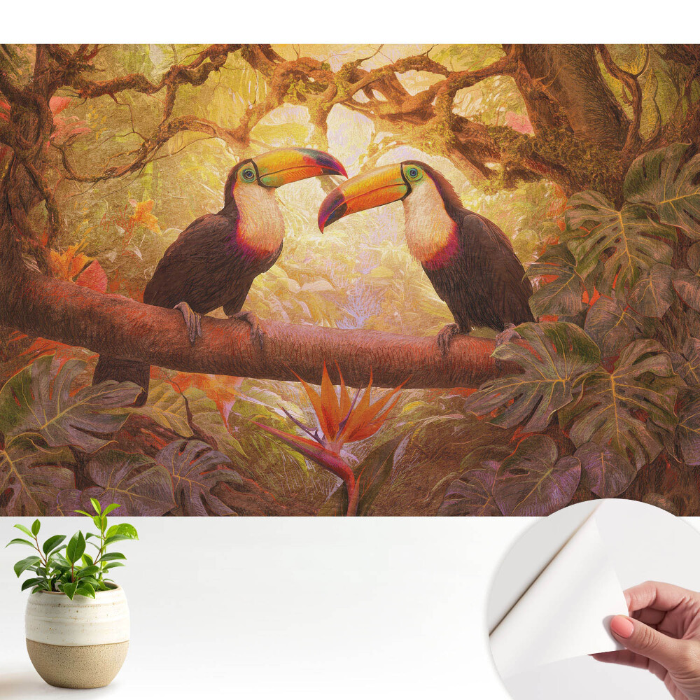 Tapeta fotograficzna samoprzylepna Tukany w tropikach harmonia egzotyki
