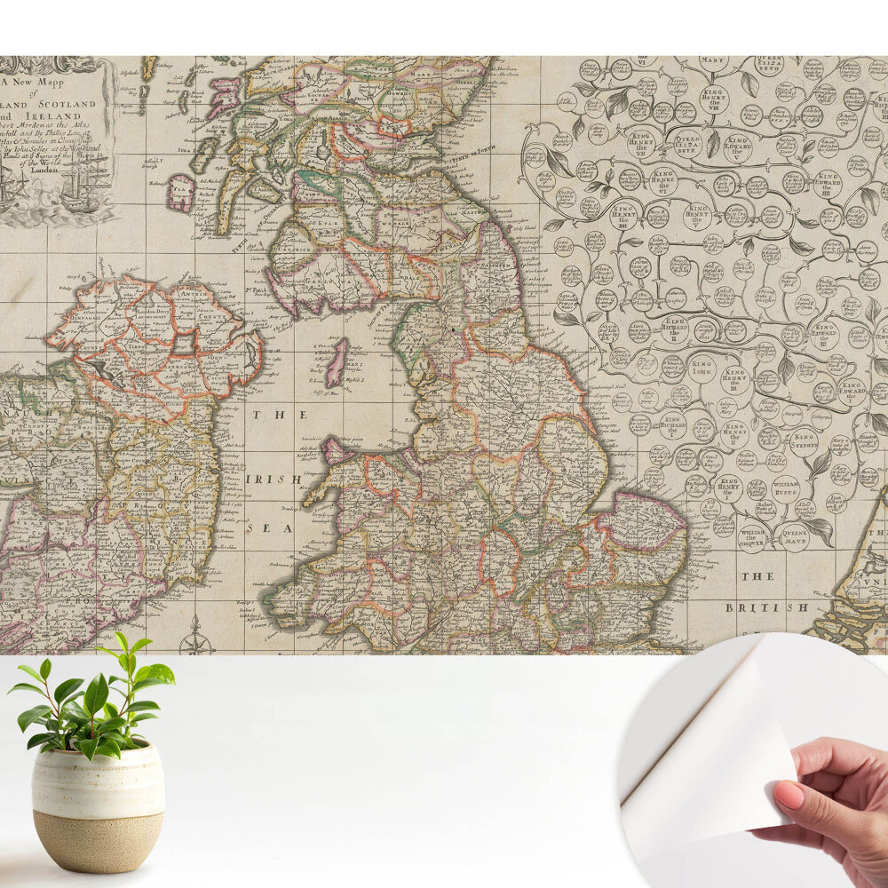 Fototapeta do salonu Stara mapa Wysp Brytyjskich z detalem.