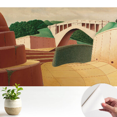 Fototapeta z nadrukiem samoprzylepna Most i architektura z elementami zieleni