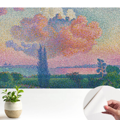 Fototapeta Pejzaż z chmurami na tle kolorowego nieba