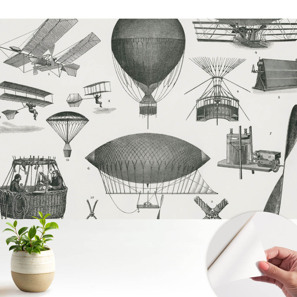 Fototapeta samoprzylepna do salonu Lotnicze wynalazki w stylu retro