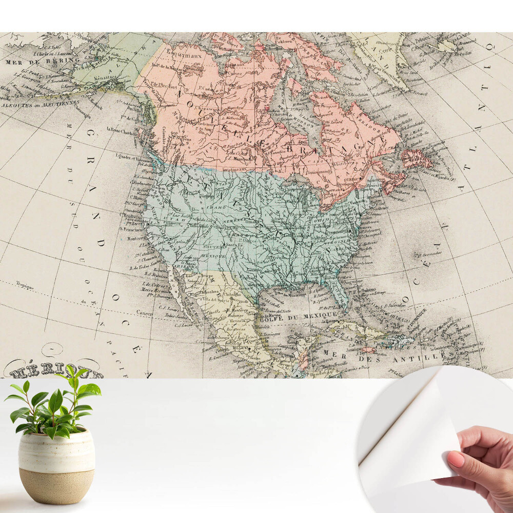 Tapeta fotograficzna samoprzylepna Klasyczna mapa Ameryki Północnej