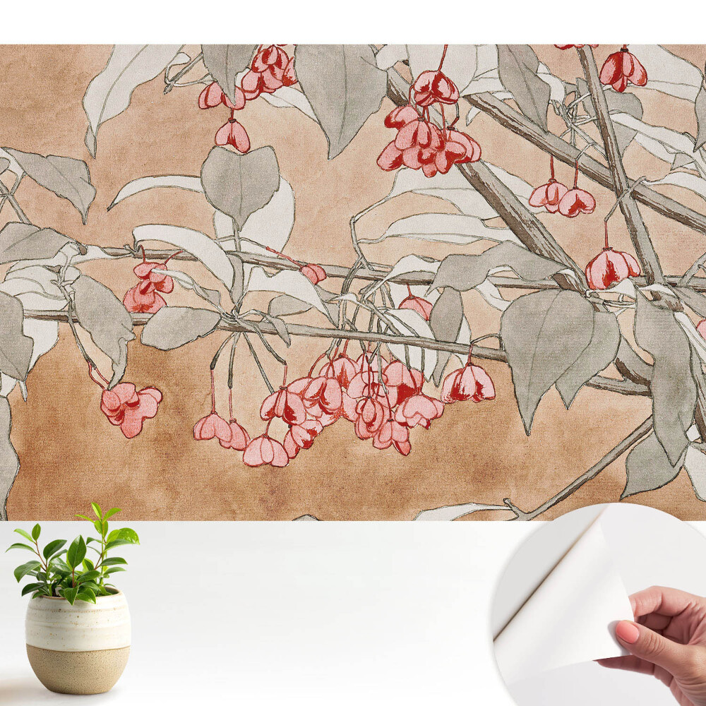 Tapeta fotograficzna samoprzylepna Delikatne kwiaty i liście w subtelnych barwach