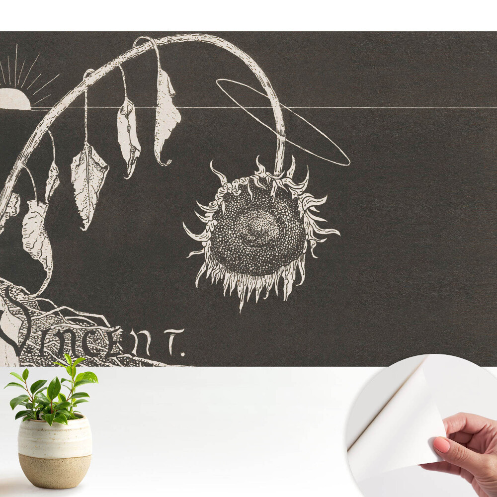 Fototapeta na wymiar do sypialni Zwiędły słonecznik nostalgiczny vintage