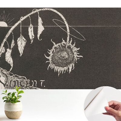 Fototapeta na wymiar do sypialni Zwiędły słonecznik nostalgiczny vintage