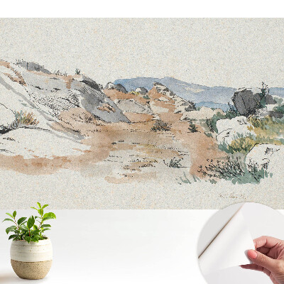 Fototapeta samoprzylepna do salonu Skalisty krajobraz spokojny pejzaż delikatna kolorystyka