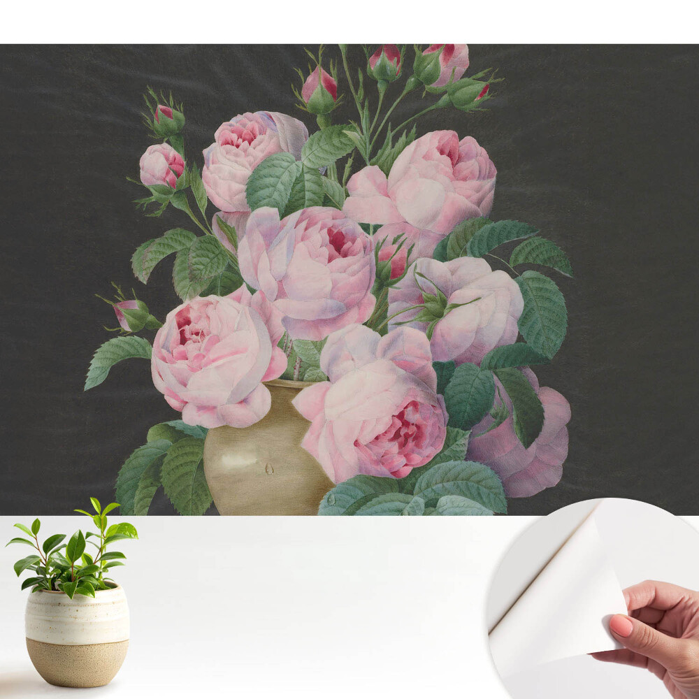 Nowoczesna fototapeta na wymiar Różowe róże w szarym wazonie
