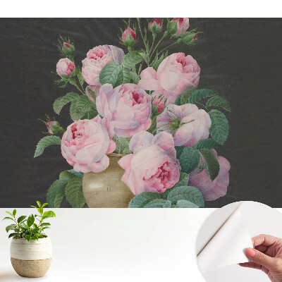 Nowoczesna fototapeta na wymiar Różowe róże w szarym wazonie