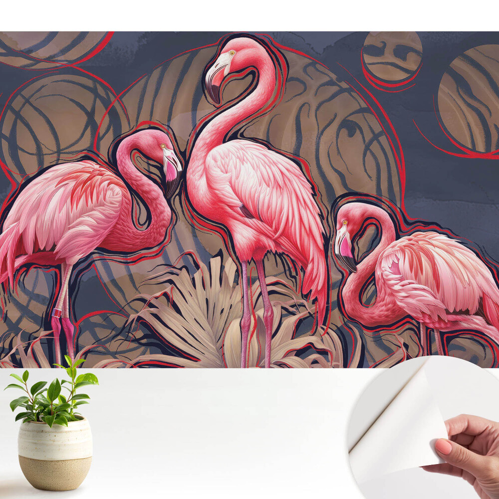 Fototapeta samoprzylepna do salonu Flamingi abstrakcyjne tło harmonijna kompozycja