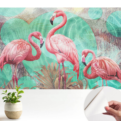 Fototapeta z nadrukiem samoprzylepna Flamingi w turkusie