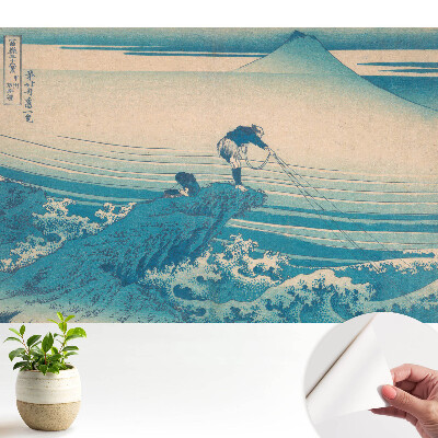 Fototapeta z nadrukiem samoprzylepna Rybacy na tle góry.