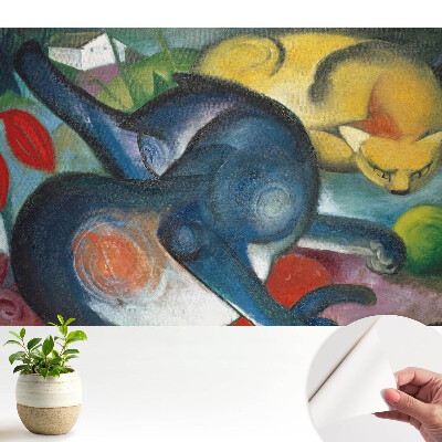 Fototapeta do salonu Kolorowe abstrakcyjne koty w krajobrazie