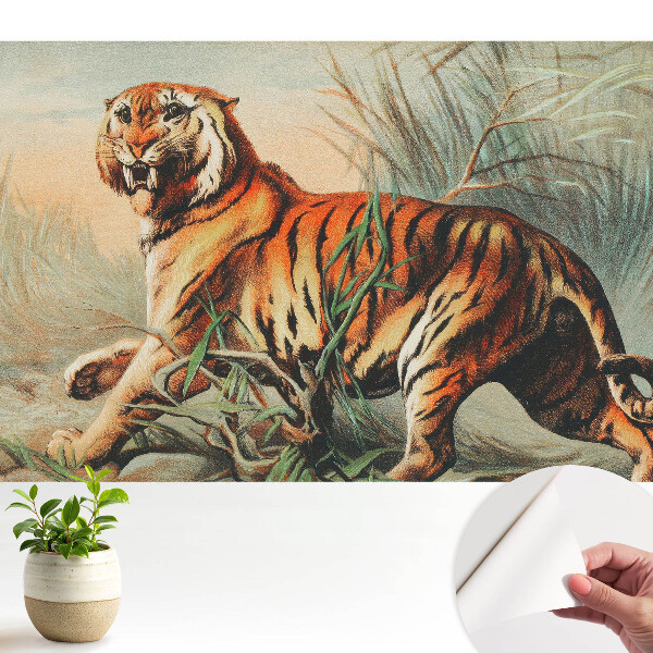 Fototapeta samoprzylepna do salonu Majestatyczny tygrys w dzikiej scenerii