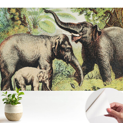 Fototapeta na wymiar do sypialni Rodzinne słonie na tle dżungli