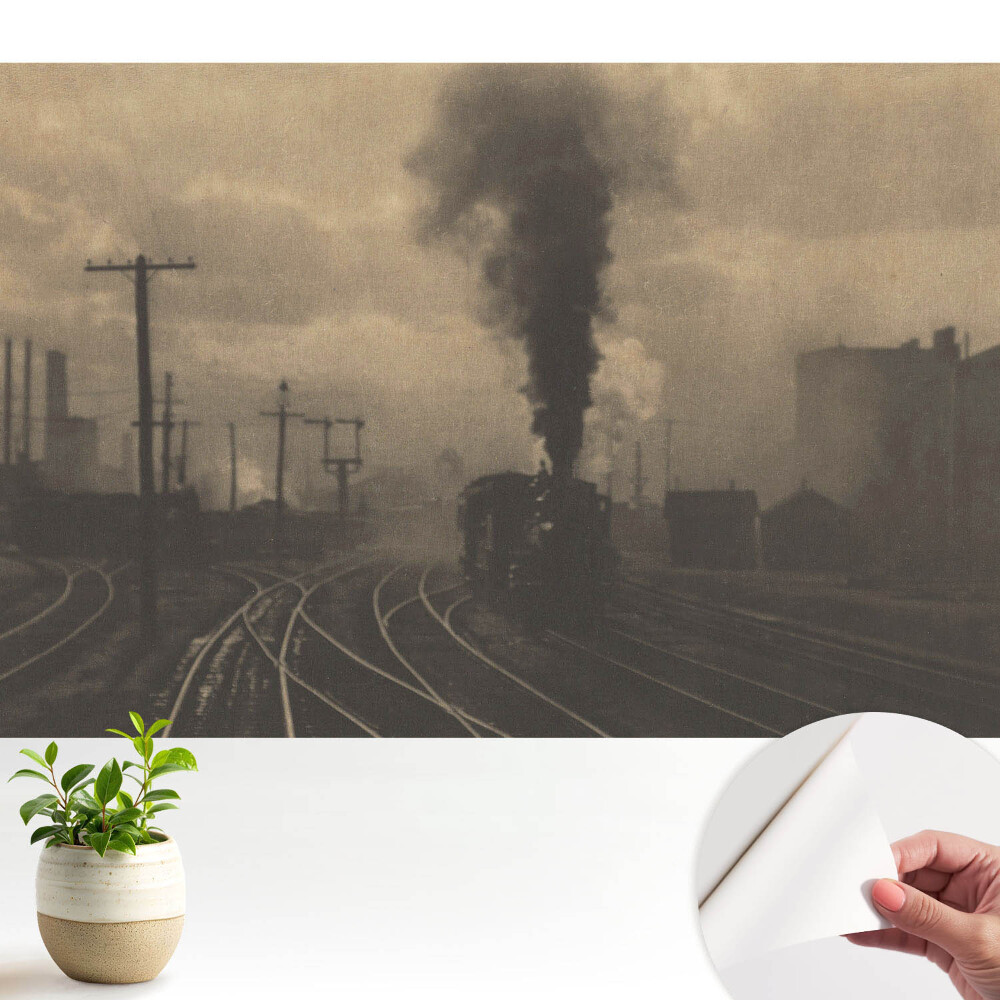 Fototapeta na wymiar do sypialni Industrialna kompozycja z pociągiem i fabrykami