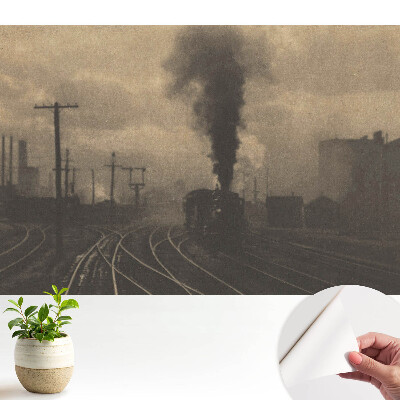 Fototapeta na wymiar do sypialni Industrialna kompozycja z pociągiem i fabrykami